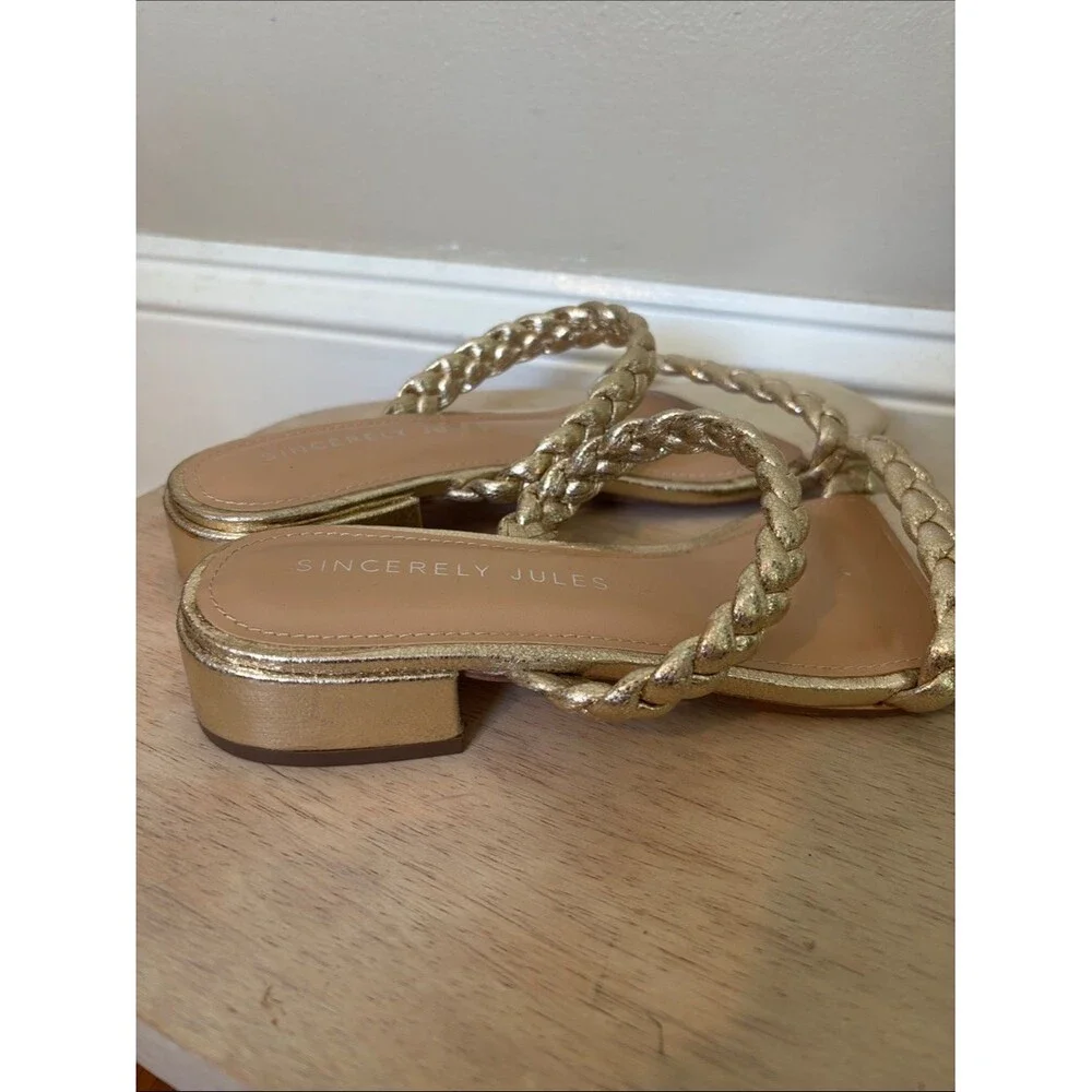 Sincerely Jules Metallic Gold Braided Strap Sandals size 8.5